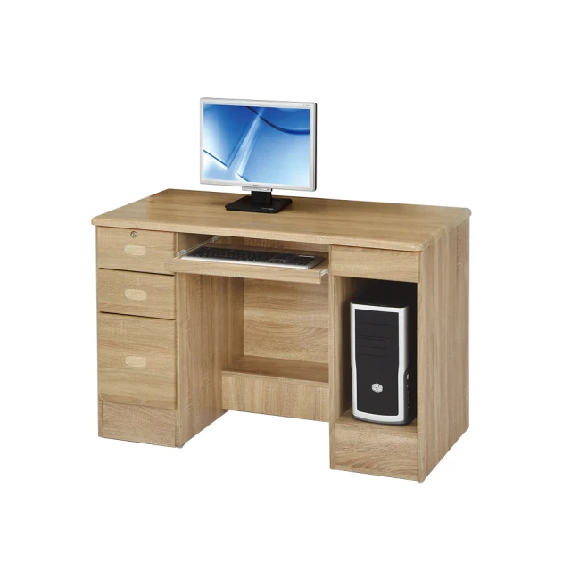【唯熙傢俱】進昇橡木色4尺電腦桌(書房 書桌 辦公桌 電腦桌 抽屜書桌)