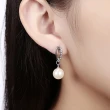 【Aphrodite 愛芙晶鑽】愛心線條美鑽造型珍珠耳環(白金色)