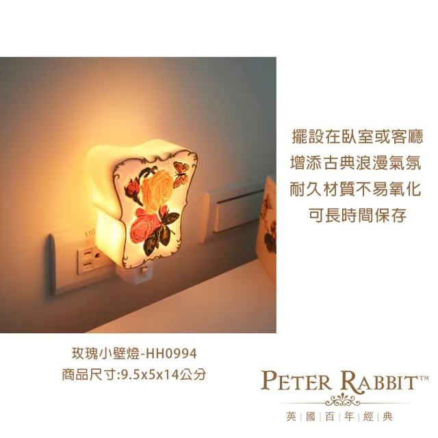 【PETER RABBIT 比得兔】玫瑰小壁燈