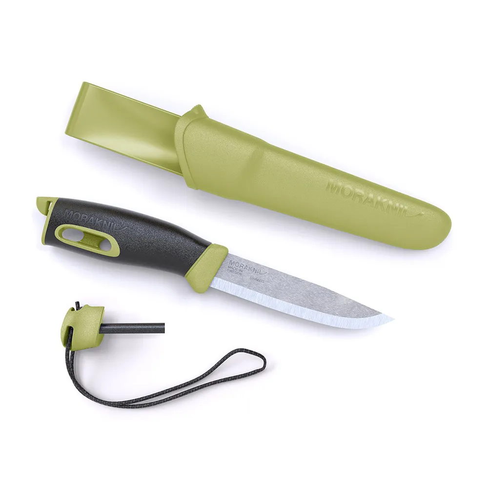 【MORAKNIV】不鏽鋼直刀 附打火石 Companion Spark(戶外直刀 求生野營刀 多功能露營刀 登山直刀 莫拉刀)