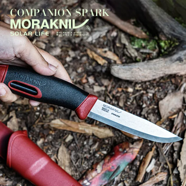 【MORAKNIV】不鏽鋼直刀 附打火石 Companion Spark(戶外直刀 求生野營刀 多功能露營刀 登山直刀 莫拉刀)