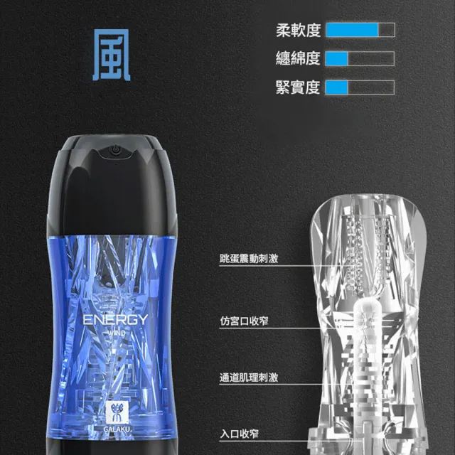 【GALAKU】動能 可重複使用震動飛機杯-雷 白灰色(飛機杯 自慰器 情趣用品)