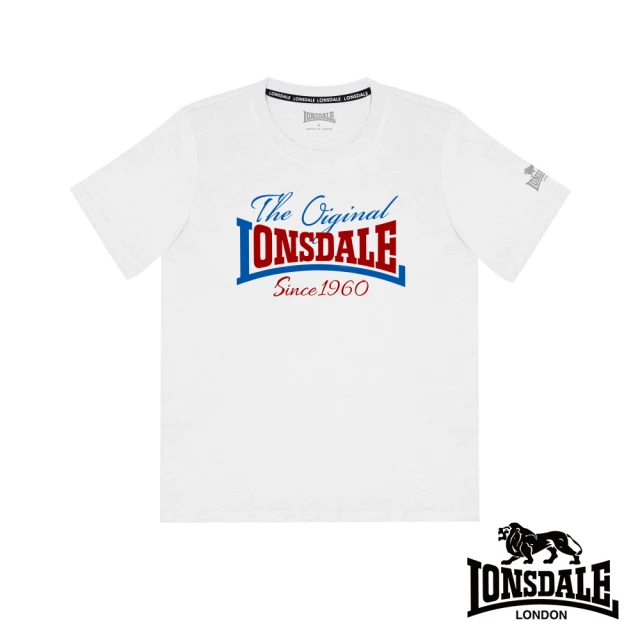 【LONSDALE 英國小獅】復刻LOGO短袖T恤(白色 LT250003)