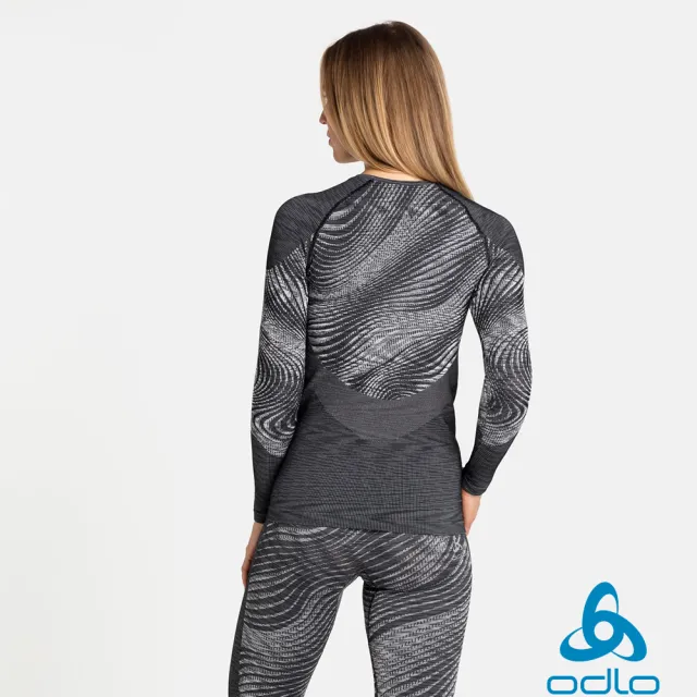 【ODLO】女 ECO 銀離子 Blackcomb 運動保暖型 圓領上衣 黑/段染(排汗 抗臭 登山 滑雪 底層衣 保暖 防寒)