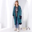 【betty’s 貝蒂思】長版挑紗拼接毛衣罩衫(藍綠色)
