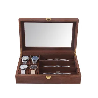 【ALL TIME 完全計時】木H43E(楓糖棕實木紋四支裝手錶眼鏡收藏盒)