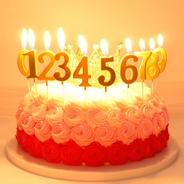 閃亮金色數字蛋糕蠟燭1入(生日派對 氣球佈置 造型 蠟燭 告白 週年紀念)