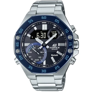 【CASIO 卡西歐】卡西歐 EDIFICE 賽車鋼帶錶-藍(ECB-10DB-1B)