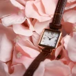 【LOLA ROSE】玫瑰金框 白面 棕色皮革 小巧方形 手錶 手鍊套組  19mm 母親節(LR2230)