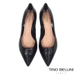 【TINO BELLINI 貝里尼】巴西進口自然立體蛇紋尖楦跟鞋FWCV0031(黑)