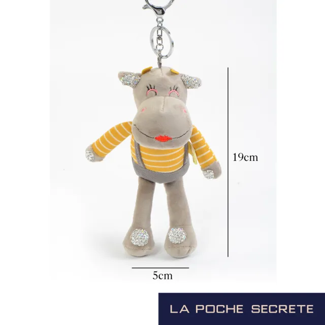 【La Poche Secrete】微笑水鑽條紋牛包包吊飾鑰匙圈(多色任選)