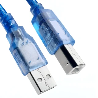 【UniSync】USB2.0A公對B公印表機傳真機傳輸連接線 透藍5M/2入