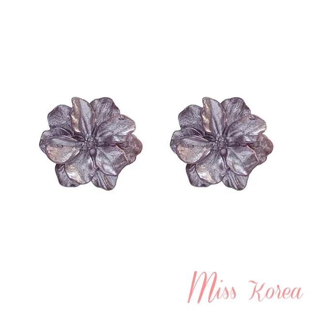 【MISS KOREA】韓國設計S925銀針紫色梔子花朵造型耳環