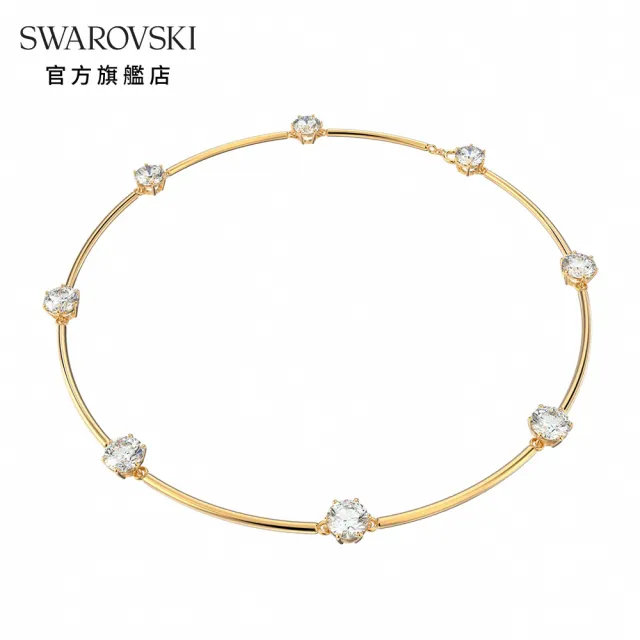 【SWAROVSKI 官方直營】CONSTELLA 淡金色白水晶閃耀跳動項鏈 交換禮物