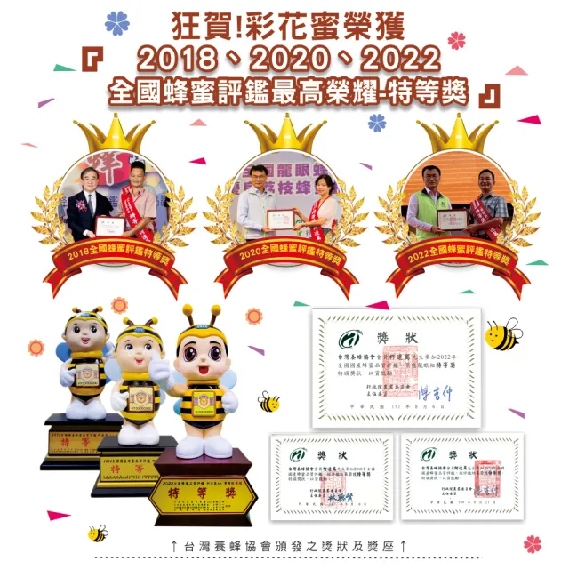 【彩花蜜】台灣龍眼蜂蜜3000gX1桶+700gX1瓶