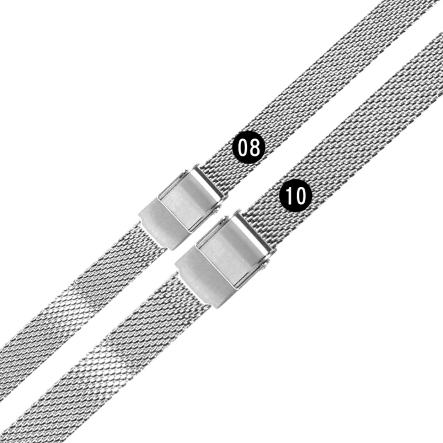 【Watchband】8.10mm / 各品牌通用 細緻透亮 輕巧耐用 米蘭編織不鏽鋼錶帶(銀色)