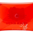 【小禮堂】Hello Kitty 扣式防水零錢包 透明零錢包 掛飾零錢包 信封包 《紅 大臉》