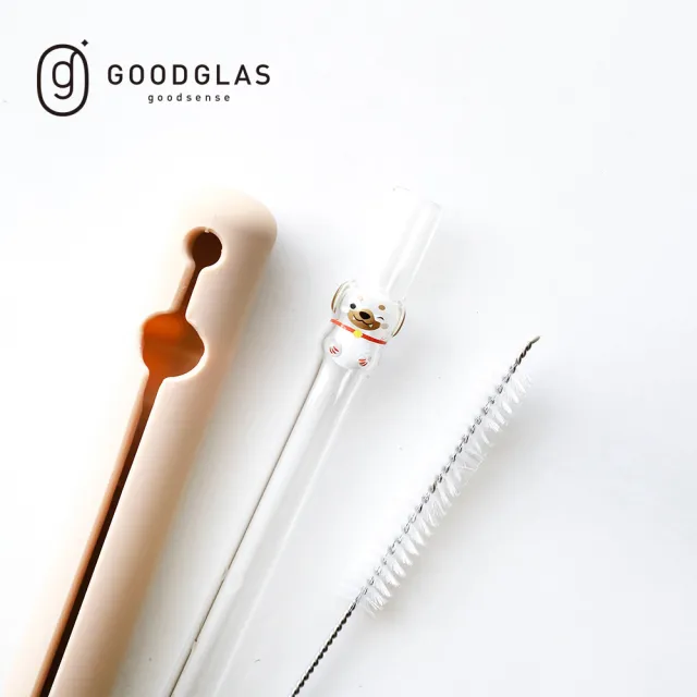 【好玻GOODGLAS】招財狗造型玻璃吸管組