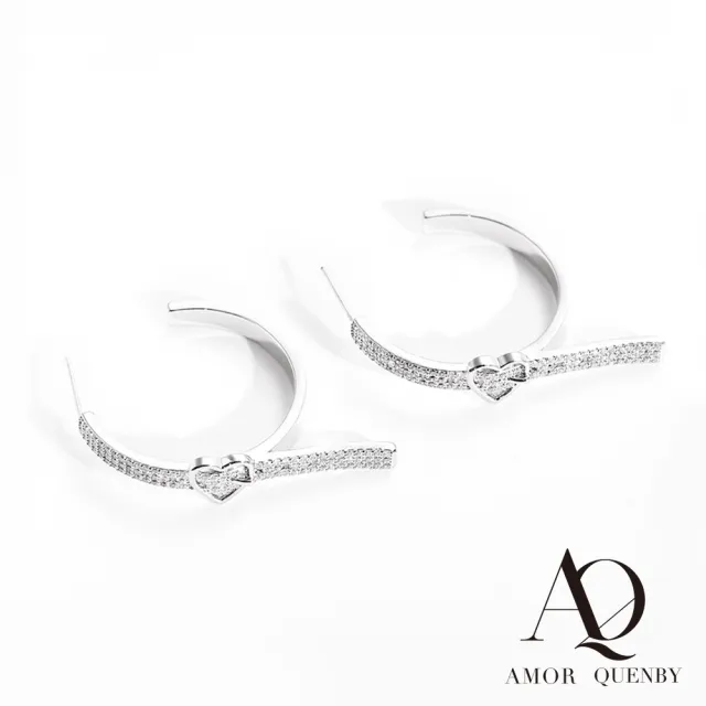 【AQ】925純銀 獨特個性款帶鑽圓圈耳環/耳針(飾品/配件/