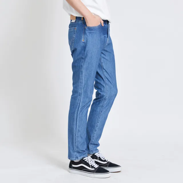 【EDWIN】男裝 PLUS+ 超彈EJ2窄管牛仔褲(拔洗藍)