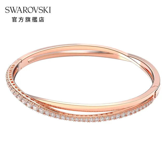 【SWAROVSKI 官方直營】Hyperbola 手鏈 白色 鍍玫瑰金色調