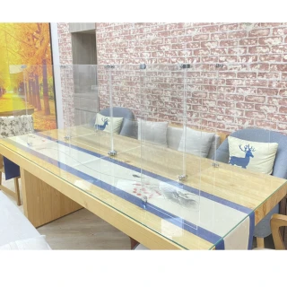 【撥撥的架子】公家機關公司辦公室會議桌多人用可收納透明隔板 DIY可連結餐廳自助餐壓克力擋板(單人ㄇ型款)
