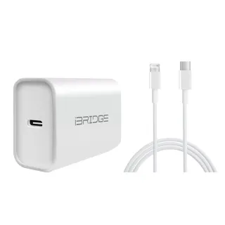 【iBRIDGE】PD3.0 20W急速快充充電器+C to Lightning 傳輸充電線(Apple蘋果快充組)