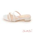 【amai】MIT台灣製造。全真皮一字斜繞背涼拖鞋(白)