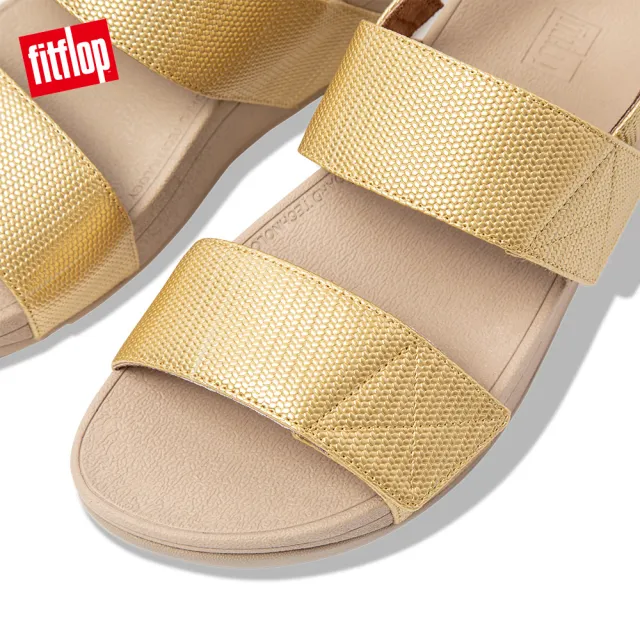 【FitFlop】MINA TEXTURED GLITZ BACK-STRAP SANDALS 寬帶可調整式後帶涼鞋-女(金鉑色)