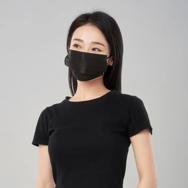 【DRX達特世】醫用平面口罩-繽紛系列-成人30入(暗夜黑)