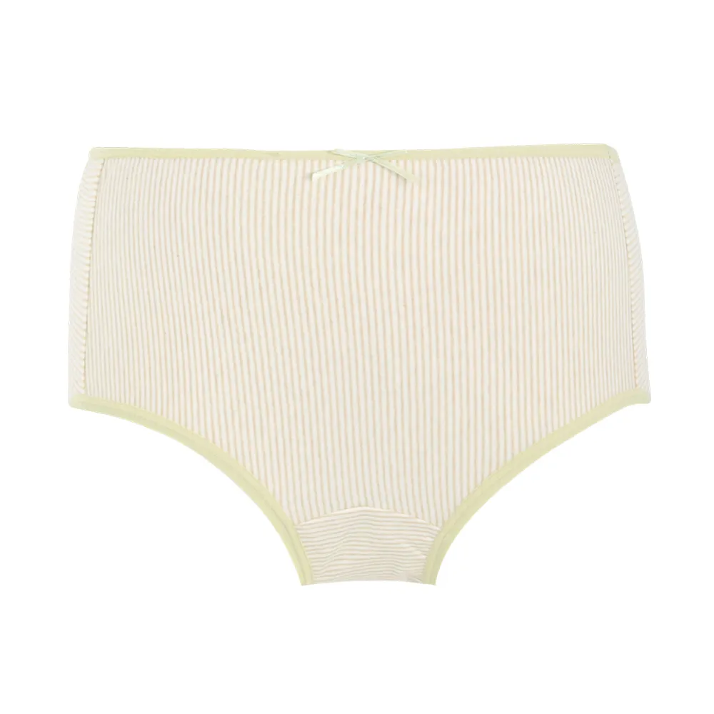 【Gennies 奇妮】天然原棉孕婦高腰內褲(條紋綠GB30)
