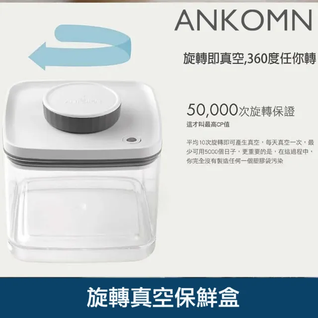 【ANKOMN】旋轉真空保鮮盒 300mL 透明(真空密封罐)