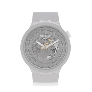 【SWATCH】生物陶瓷BIG BOLD系列手錶C-GREY 灰 瑞士錶 錶(47mm)