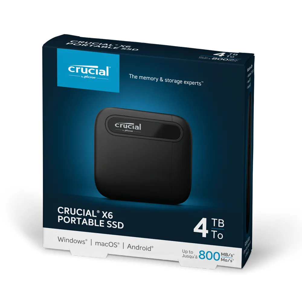 【Crucial 美光】X6 4TB Type-C USB 3.2 Gen 2 外接式ssd固態硬碟 (CT4000X6SSD9)