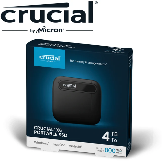 【Crucial 美光】X6 4TB Type-C USB 3.2 Gen 2 外接式ssd固態硬碟 (CT4000X6SSD9)