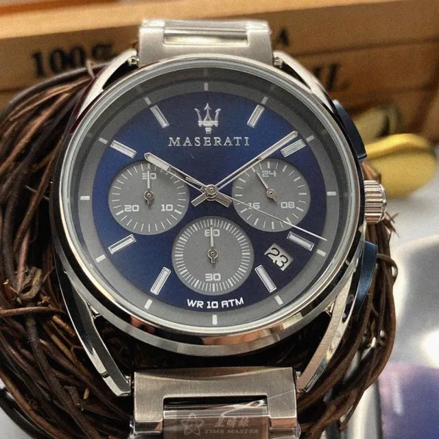 【MASERATI 瑪莎拉蒂】雙11瑪莎拉蒂男女通用錶型號R8873632004(寶藍色錶面銀錶殼銀色精鋼錶帶款)