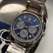 【MASERATI 瑪莎拉蒂】瑪莎拉蒂男女通用錶型號R8873632004(寶藍色錶面銀錶殼銀色精鋼錶帶款)