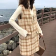 【M SELECT】韓 女款 復古格子 背心裙 V領寬鬆 中長款連衣裙