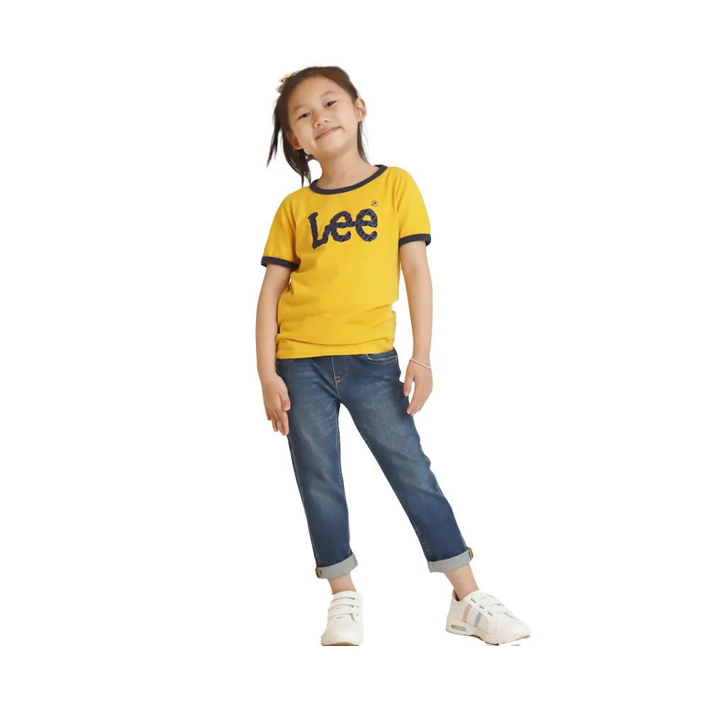 【Lee 官方旗艦】童裝 短袖T恤 / 經典LOGO 太陽黃 標準版型(LL20019666P)