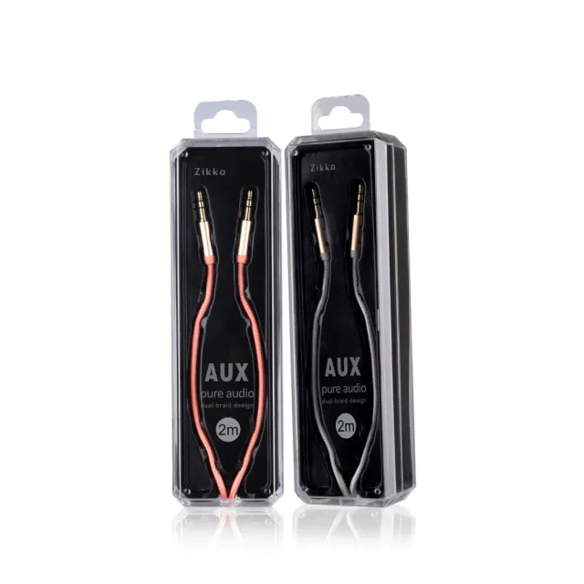 【ZIKKO】AUX A-200R 3.5mm 編織音源線200cm(相容所有配備3.5mm音頻端口的設備)