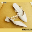 【J&H collection】頭層牛皮包頭兩穿粗跟涼鞋(現+預  黑色 / 白色)