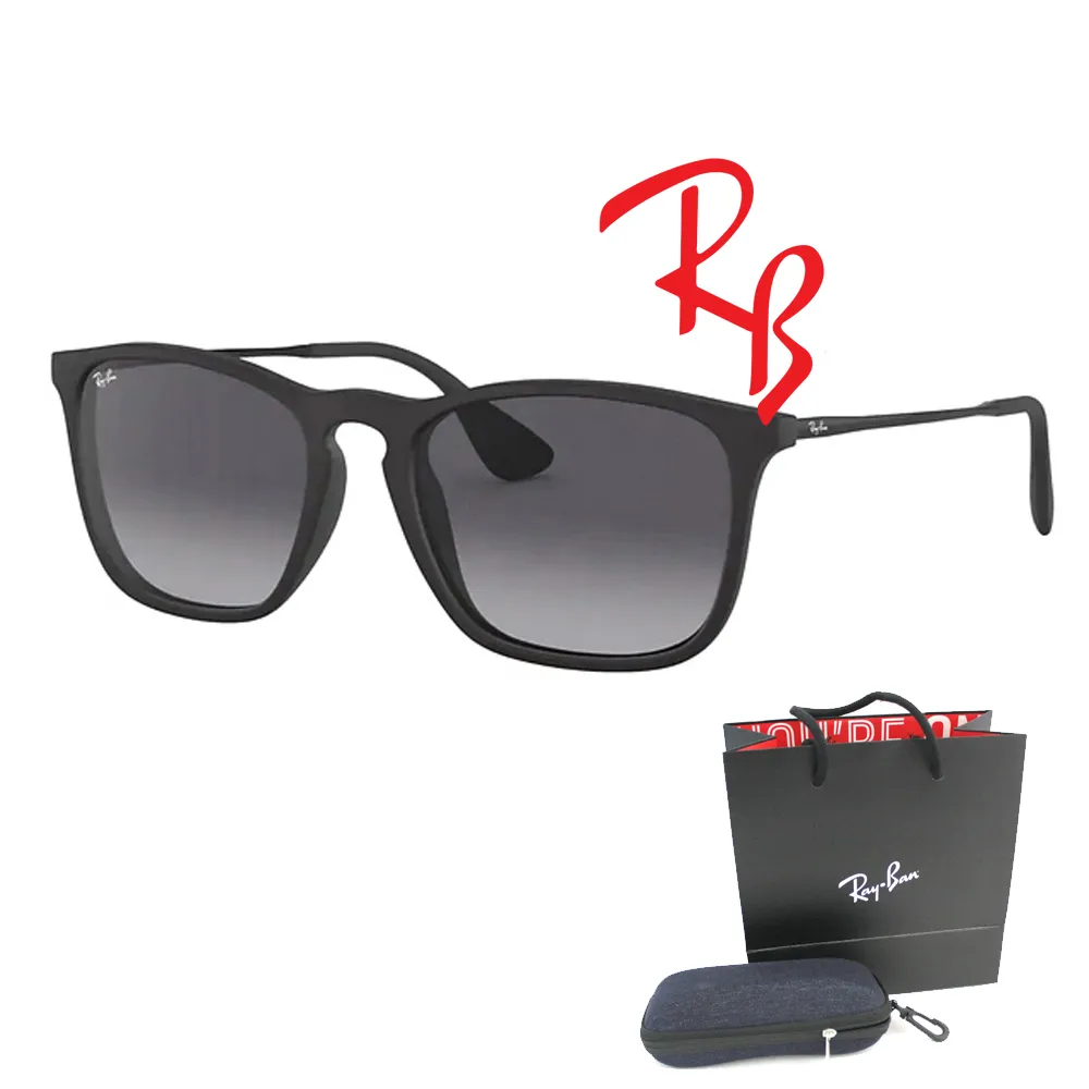 【RayBan 雷朋】亞洲版 輕量款太陽眼鏡 舒適加高鼻翼 RB4187F 622/8G 霧黑框抗UV漸層灰鏡片 公司貨