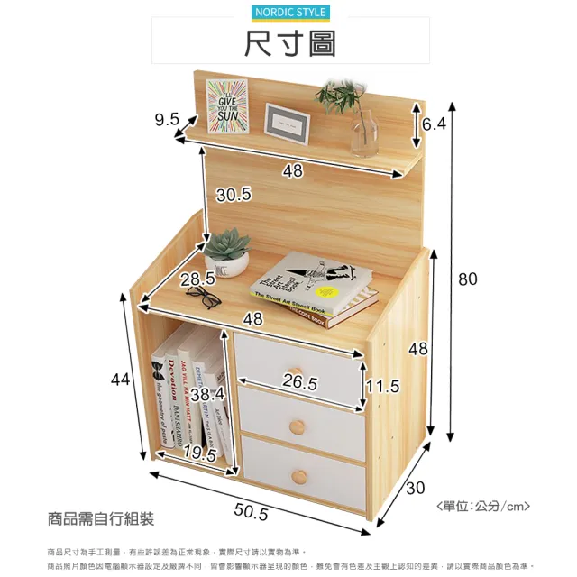 【生活藏室】多格收納加寬加高三抽床頭櫃(床頭櫃 收納櫃 置物櫃)