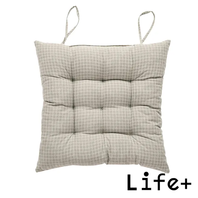 【Life+】日系無印風 棉麻格紋透氣坐墊 椅墊 靠墊 4色任選(速達)