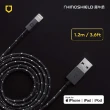 【RHINOSHIELD 犀牛盾】Lightning to USB-A for 1.2M∣1.2公尺-黑色編織款充電/傳輸線(iPhone/iPad適用)