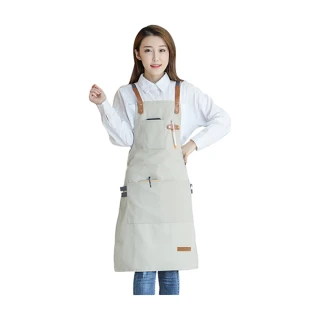 韓版類皮革X型肩帶圍裙(多色任選類皮革X型素面日韓職人工業風咖啡餐廳圍裙)