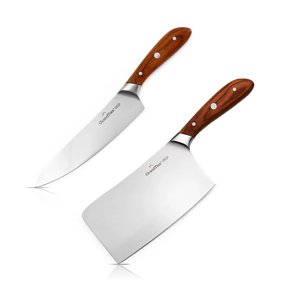 【GrandTies】1.4116高碳不鏽鋼西式主廚刀+中式主廚刀菜刀(BOSCO系列1+1)