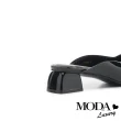 【MODA Luxury】簡約時尚U型剪裁穆勒高跟拖鞋(黑)