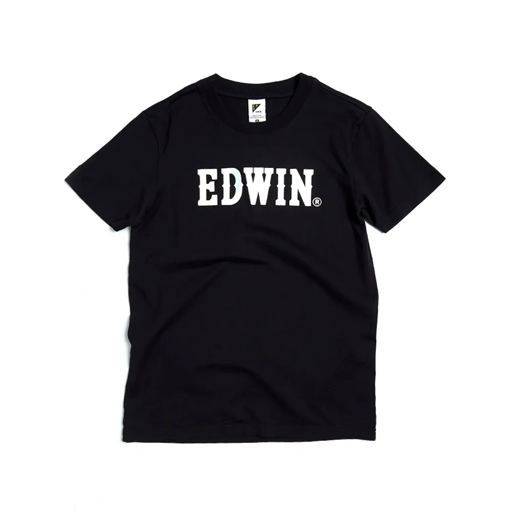 【EDWIN】男裝 EFS雷射光LOGO短袖T恤(黑色)