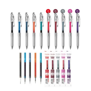 【Pentel 飛龍】ENERGEL infree極速鋼珠筆0.5(1筆2芯)